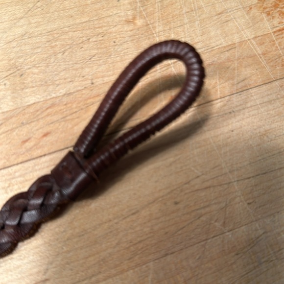 Leather Belt, braided with draping strings, Brown - Picture 3 of 4